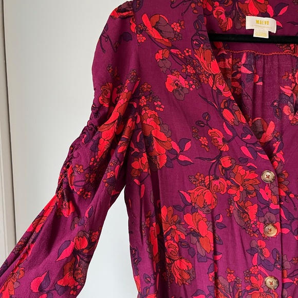 Puff Sleeve Anthropologie Orange and Purple Floral Top. XL. - Picture 3 of 5